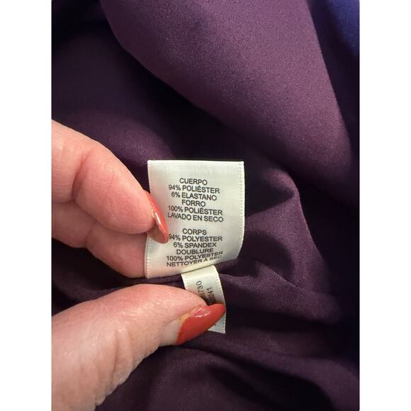 Eliza J Women's Bell Sleeve V-Neck Cut Out Shift Eggplant Dress - Picture 9 of 13